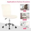 Armless Faux Fur Leisure Office Chair with Adjustable Swivel - White