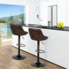 Set of 2 Adjustable Bar Stools with Backrest and Footrest - Retro brown