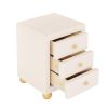 Modern Upholstered Storage Nightstand with 3 Drawers,Natural Wood Knobs - Beige