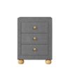 Modern Upholstered Storage Nightstand with 3 Drawers,Natural Wood Knobs - Dark Gray