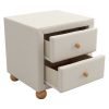 Modern Upholstered Storage Nightstand with 2 Drawers,Natural Wood Knobs - Beige