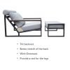 Modern Aluminum Lounge Chairs Sets,Outdoor Furniture Reclining with Ottoman,Cushions and Side Table - Grey