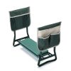 Outdoor 2-in-1 Garden Stool and Kneeler, Garden Bench with Tool Bags, Kneeling Pad, Gift for Parent, Portable, Green - Green