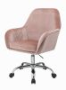 Eimer Office Chair in Peach Velvet & Chrome  YJ - 92504