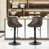 Set of 2 Adjustable Bar Stools with Backrest and Footrest - Retro brown