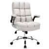 Adjustable Swivel Office Chair with High Back and Flip-up Arm for Home and Office - Beige