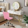 Armless Faux Fur Leisure Office Chair with Adjustable Swivel - Pink