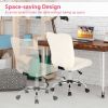 Armless Faux Fur Leisure Office Chair with Adjustable Swivel - White