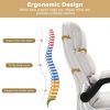 Adjustable Swivel Office Chair with High Back and Flip-up Arm for Home and Office - Beige