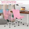 Armless Faux Fur Leisure Office Chair with Adjustable Swivel - Pink