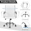 PU Leather Office Chair High Back Conference Task Chair with Armrests - White