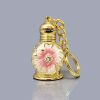 3ML Golden Vintage Essential Oil Bottle Keychain Pink Petals Dispenser Bottle Glass Empty Perfume Bottle Refillable Container - Default