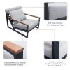 Modern Aluminum Lounge Chairs Sets,Outdoor Furniture Reclining with Ottoman,Cushions and Side Table - Grey