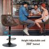 Set of 2 Adjustable Bar Stools with Backrest and Footrest - Retro brown